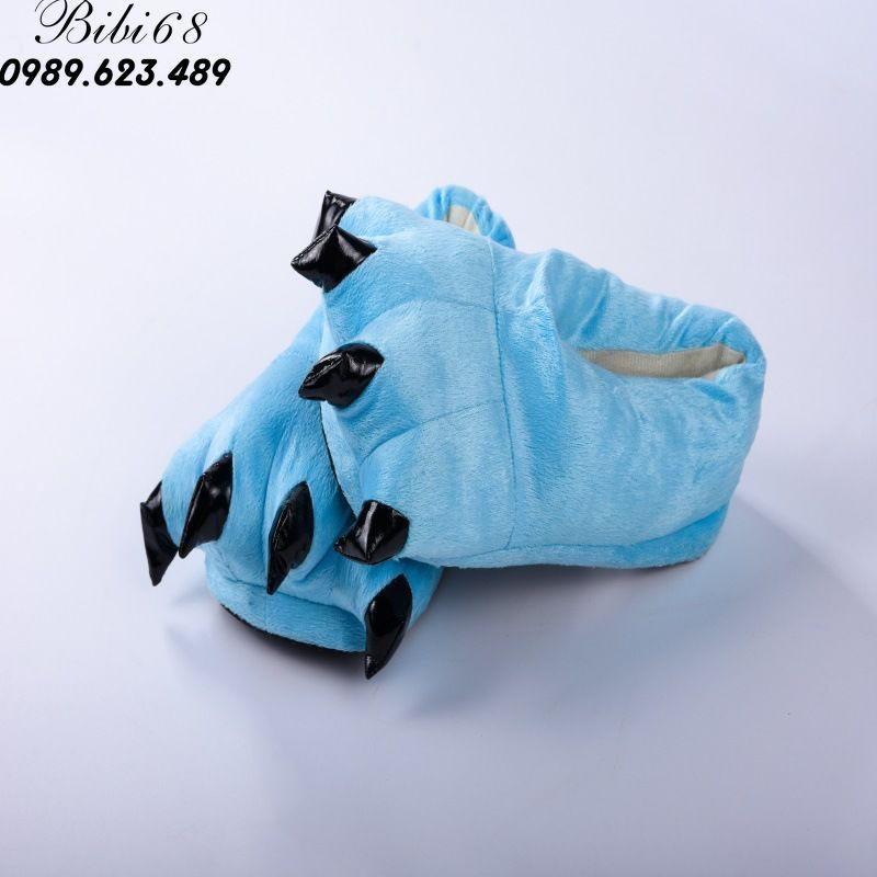Giày Dép bông bộ Đồ thú khủng long xanh liền thân lông mịn Pijama Động Vật Hoạt Hình Cosplay