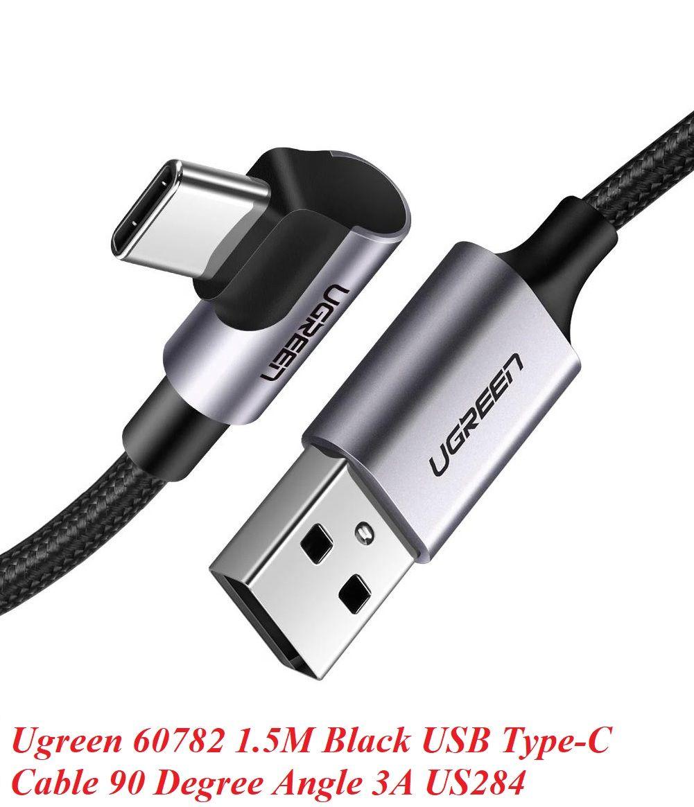 Ugreen UG60782US284TK 1.5M màu đen cáp USB đầu Type-C bẻ góc 90 độ 3A - HÀNG CHÍNH HÃNG