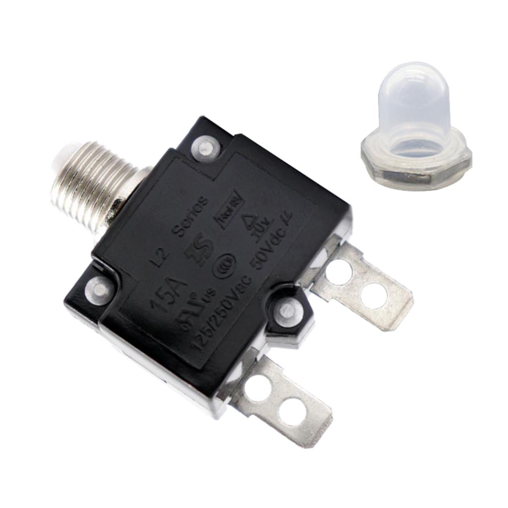 Circuit Breaker 15AMP Push Button Resettable Thermal Panel Mount AC 125/250V