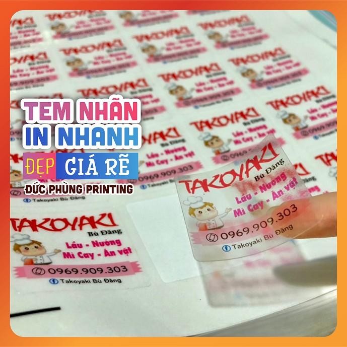 In tem nhãn (decal) trong suốt, rõ nét, bền màu, chống nước tốt