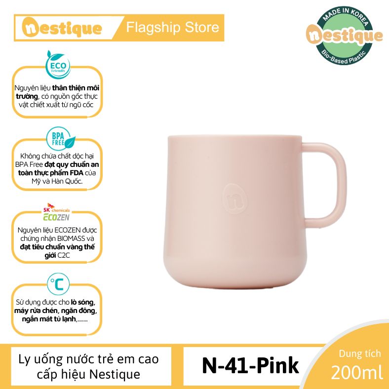 Ly uống nước trẻ em cao cấp hiệu Nestique N-41-Màu Hồng