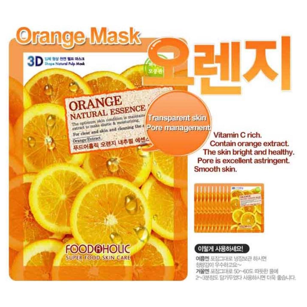 Mặt Nạ 3D Foodaholic Natural Essence Mask Orange (Cam) Dưỡng Da 23g