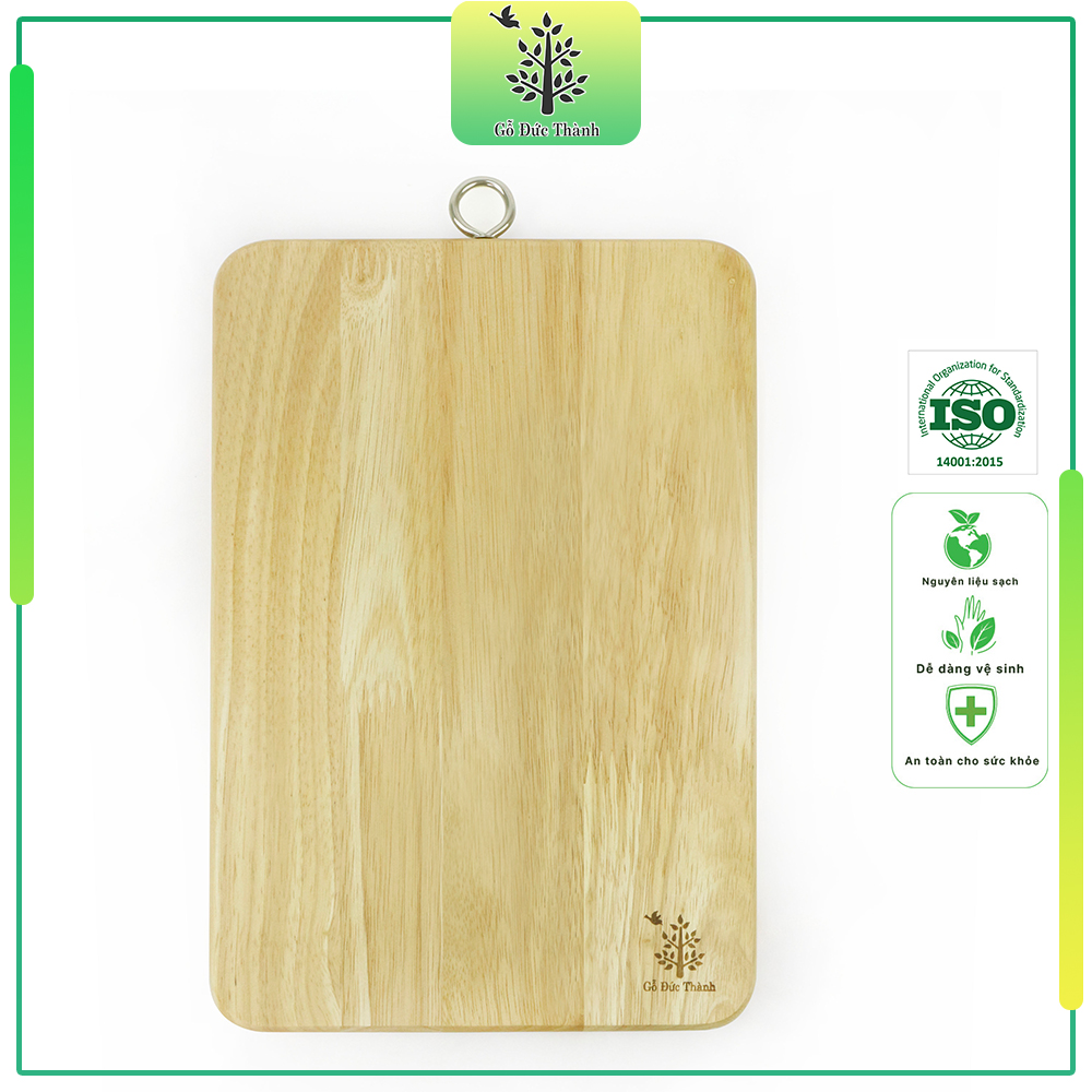 Thớt Gỗ Hình Chữ Nhật, Có Khoen Size 30Cm Gỗ Đức Thành 03071 Đạt Chứng Nhận Vệ Sinh An Toàn Thực Phẩm