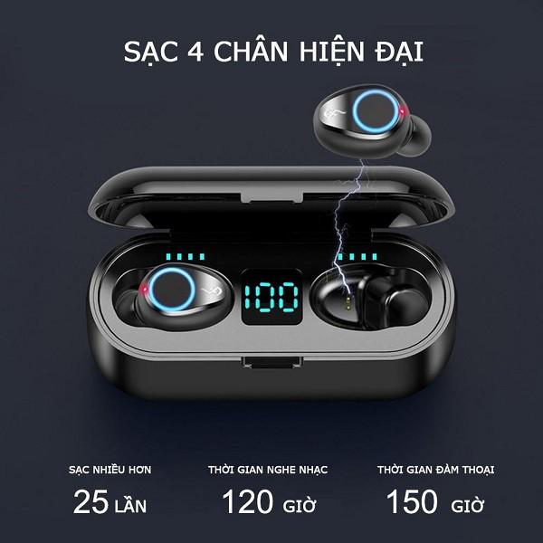 Tai nghe Bluetooth TAI000F9B Viet Nam F9 nút cảm ứng Bluetooth 5.0 Pin 280 giờ tích hợp sạc dự phòng