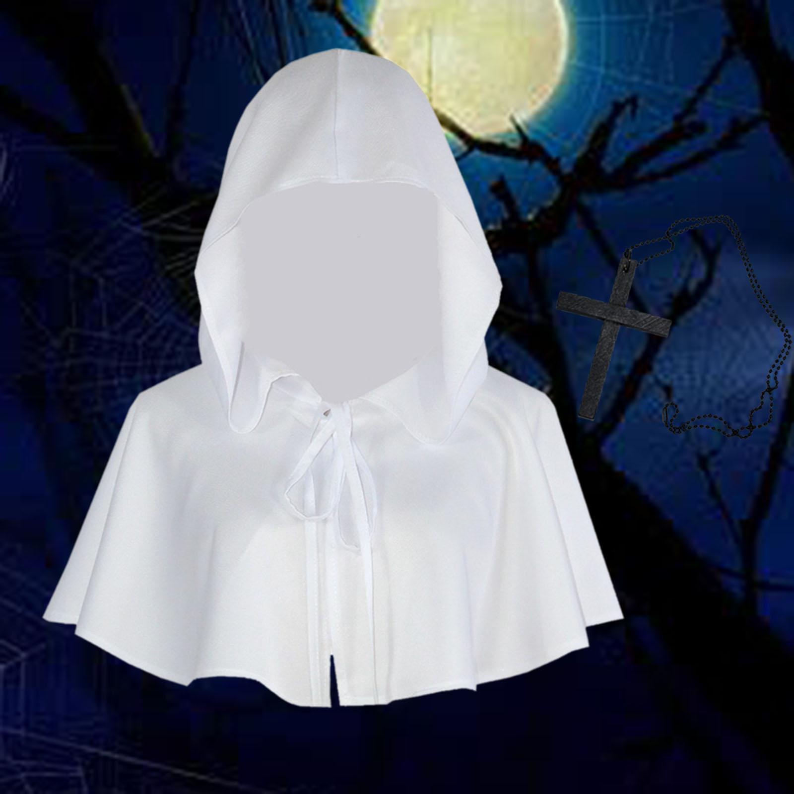 Halloween Cloak Death Cape Halloween Party Cosplay Witch Cowl Hat Short Cape Gothic Props Medieval Hooded Cloak Hat Hooded Poncho for Unisex