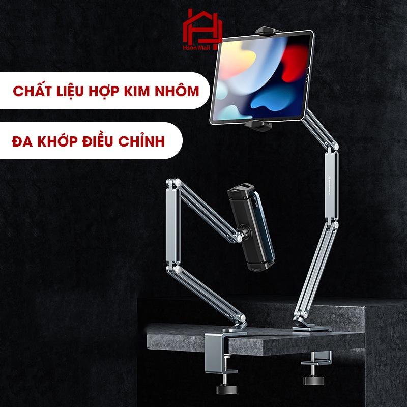 Kẹp ipad điện thoại cạnh bàn, giá đỡ máy tính bảng cao cấp hợp kim nhôm siêu bền