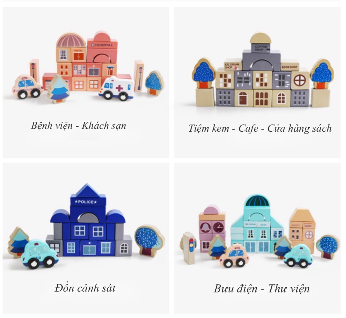 Set xây dựng thành phố mơ ước tặng kèm thảm chơi lắp ráp 2 mặt