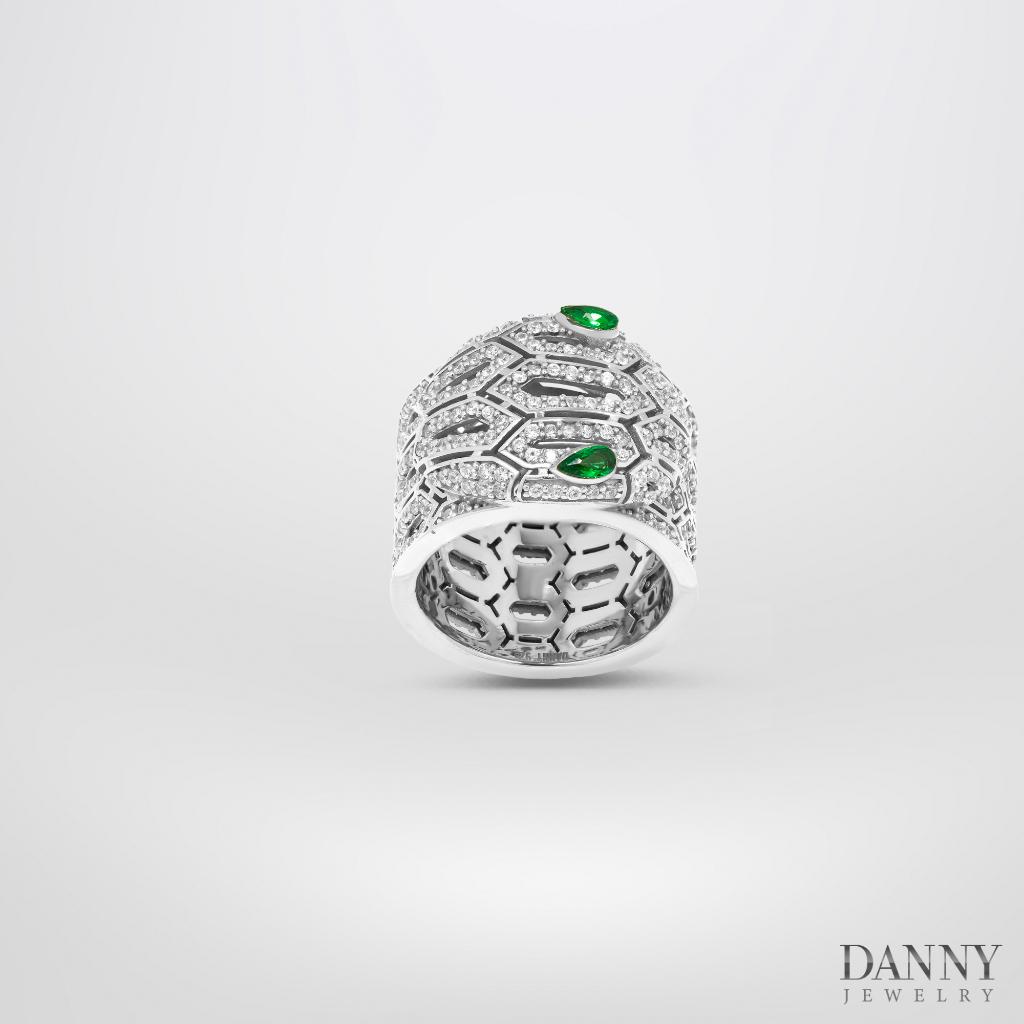 Nhẫn Danny Jewelry Bạc Thổ Nhĩ Kỳ Xi Rhodium Đính Đá CZ &amp; Đá Zircon Biểu Tượng Rắn N0003TNK