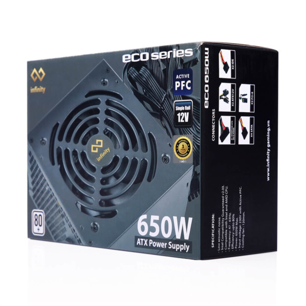 Infinity Eco 650w – 80 Plus – Active PFC – Single Rail _ HÀNG CHÍNH HÃNG