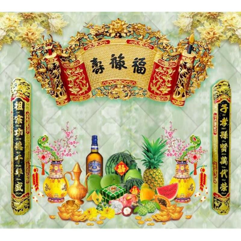 Tranh dán tường trang trí bàn thờ có keo sẵn