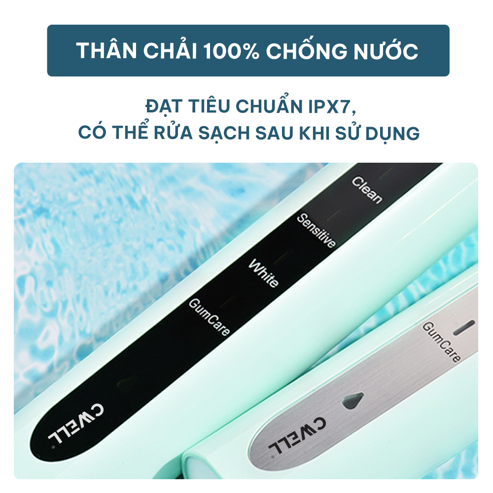 Bàn chải điện CWell S2 Pro chính hãng, công nghệ sóng siêu âm, làm trắng răng,  pin khoẻ dùng 60 ngày, bản nâng cấp 2023