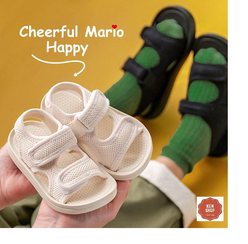 Sandal quai dán Cheerful Mario, dép cho bé trai bé gái chống trơn trượt QDM2