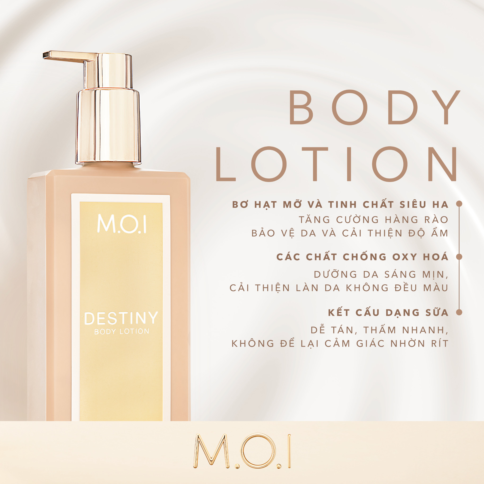 Sữa dưỡng thể sáng da hương nước hoa M.O.I  Destiny 250ml