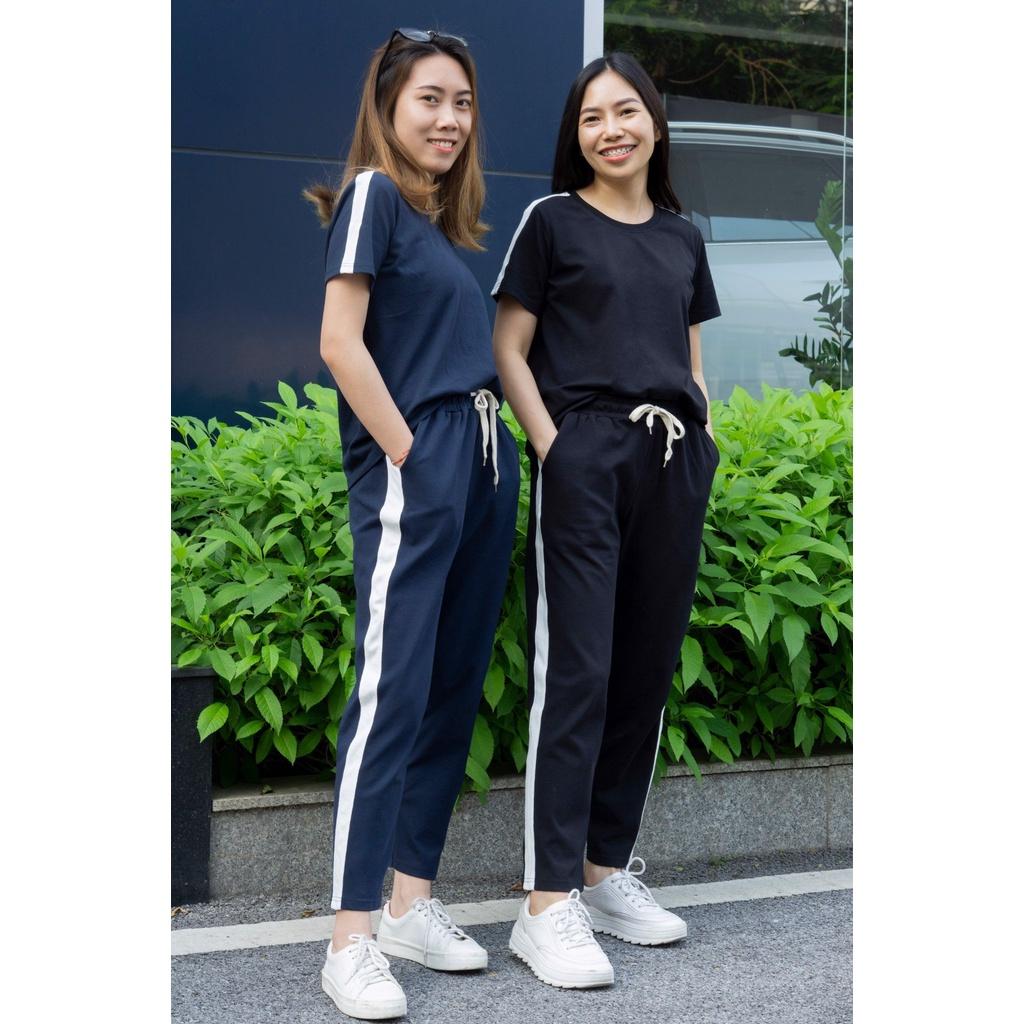 Bộ mặc nhà nữ SAYME bộ cotton thể thao mềm mịn co giãn 4 chiều cổ tròn và cổ tim WBST0019, WBST0021