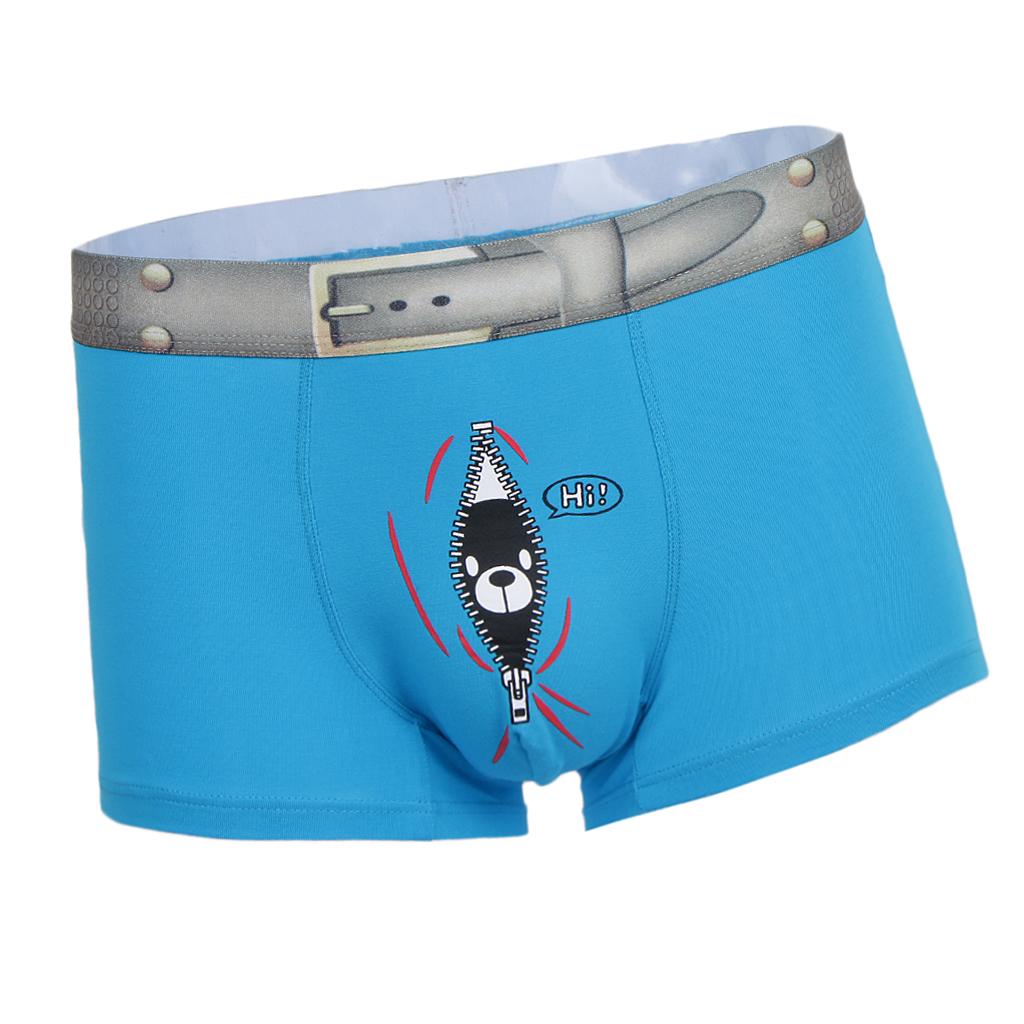 2x Men's Cotton Briefs Bulge Pouch Shorts Bear Printed Underwear Trunks Soft