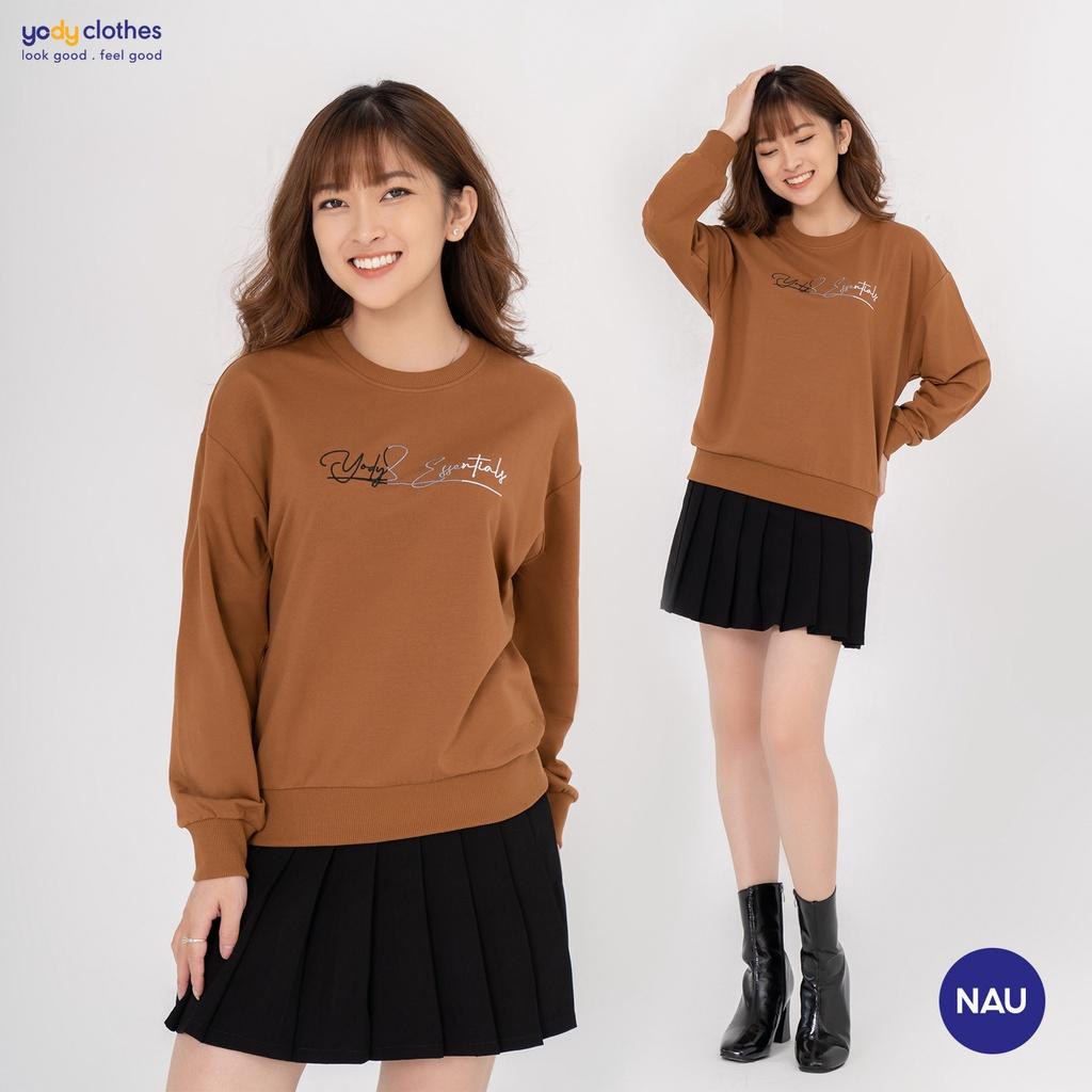 Áo hoodie thu đông YODY phom Sweater chất liệu nỉ thêu chữ siêu ấm ATN5024