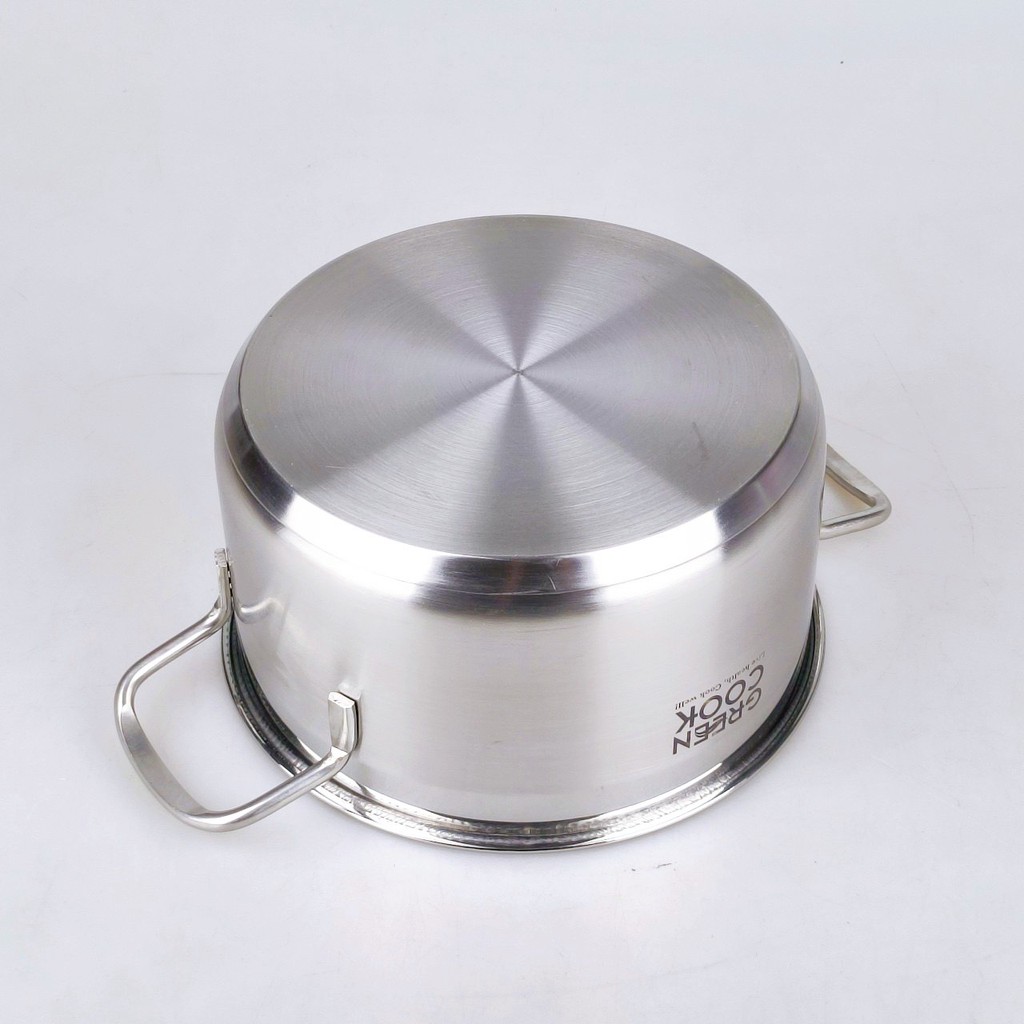 Bộ 3 nồi inox đáy từ 3 lớp Greencook GCS06 dùng được trên mọi loại bếp, quai cách nhiệt size 16/20/24cm