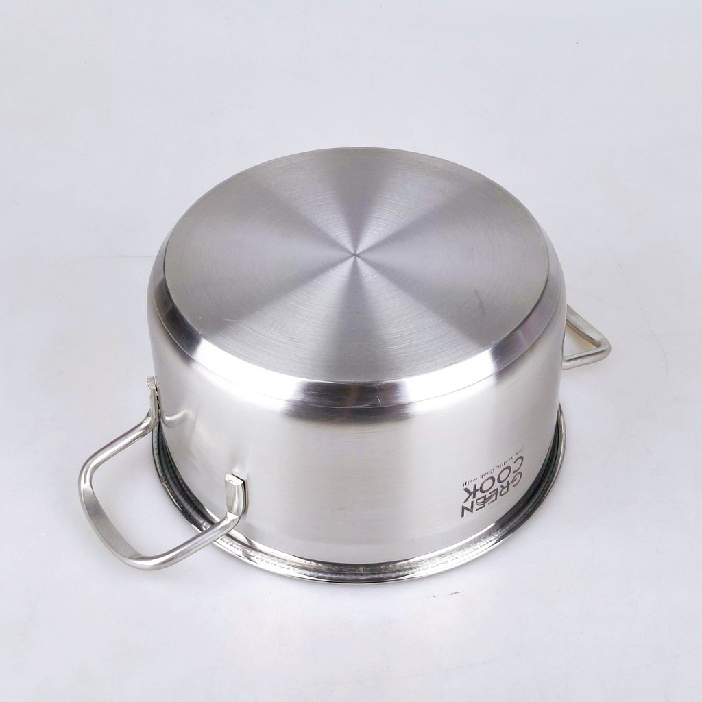 Bộ nồi inox 3 đáy Greencook GCS06-T01 gồm 3 chiếc 3 size thân cao, không bị nổi đáy, dùng được trên bếp ga, bếp hồng ngoại, bếp từ, bếp than-hàng chính hãng