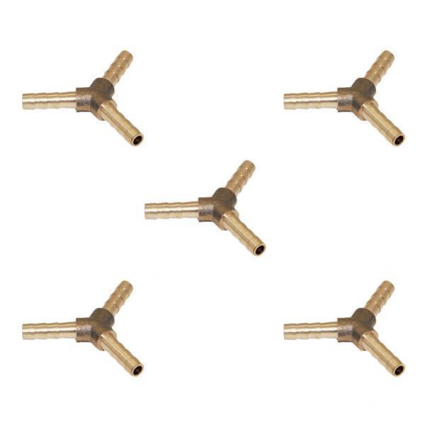 3X 5Pcs Brass 3 Ways Barbed Hose Tube Pipe Pagoda Fitting Connector 6mm-6mm