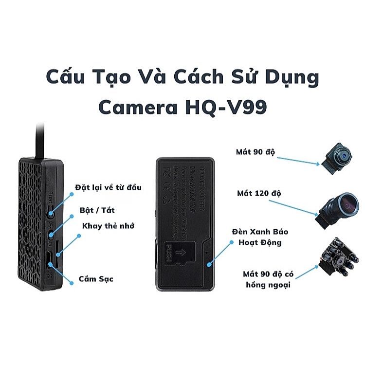 Camera quan sát Wifi HQ V99 4k xem từ xa qua điện thoại mới nhất