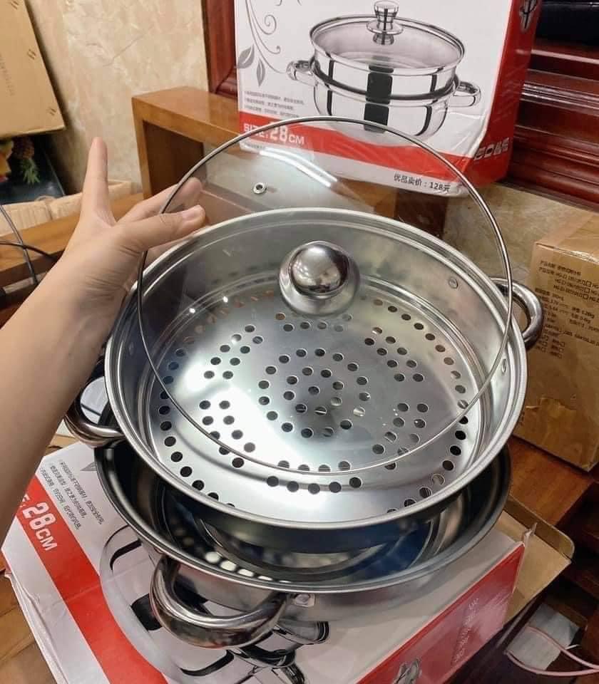 Nồi hấp inox 2 tầng 28cm