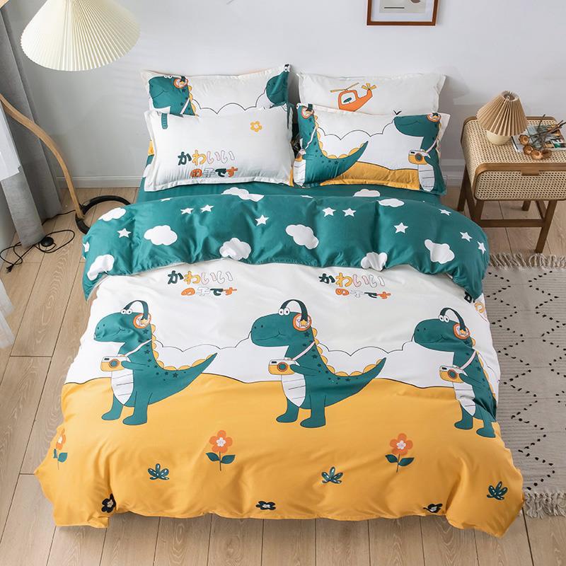 Bộ chăn ga gối cotton LIDACO PL1 - Khủng Long T-Rex - TẶNG VỎ GỐI ÔM