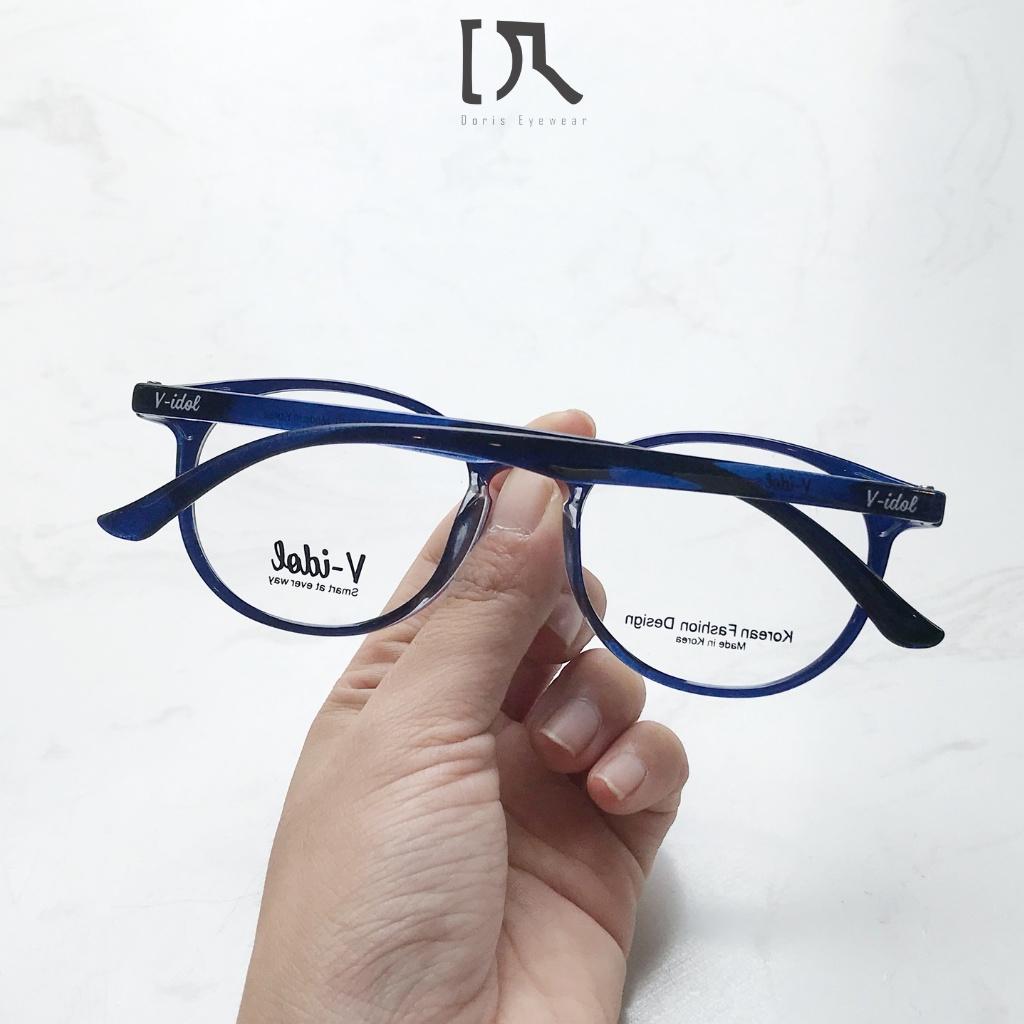 Gọng Kính Tròn Nam Nữ V-Idol V8223 Nhựa Dẻo Màu Xanh Dương Mỏng, Nhẹ, Thời Trang DORISEYEWEAR