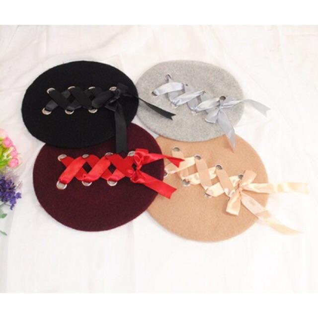 Mũ nồi thắt nơ tiểu thư( mũ beret thắt nơ xinh