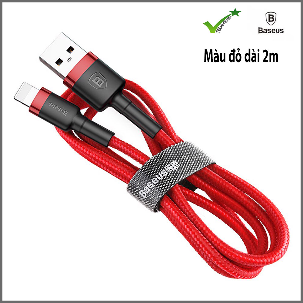 Cáp Sạc Baseus Cafule Sạc Nhanh Dùng Cho Iphone - Hàng Chính Hãng - 2 Mét - Màu Đỏ