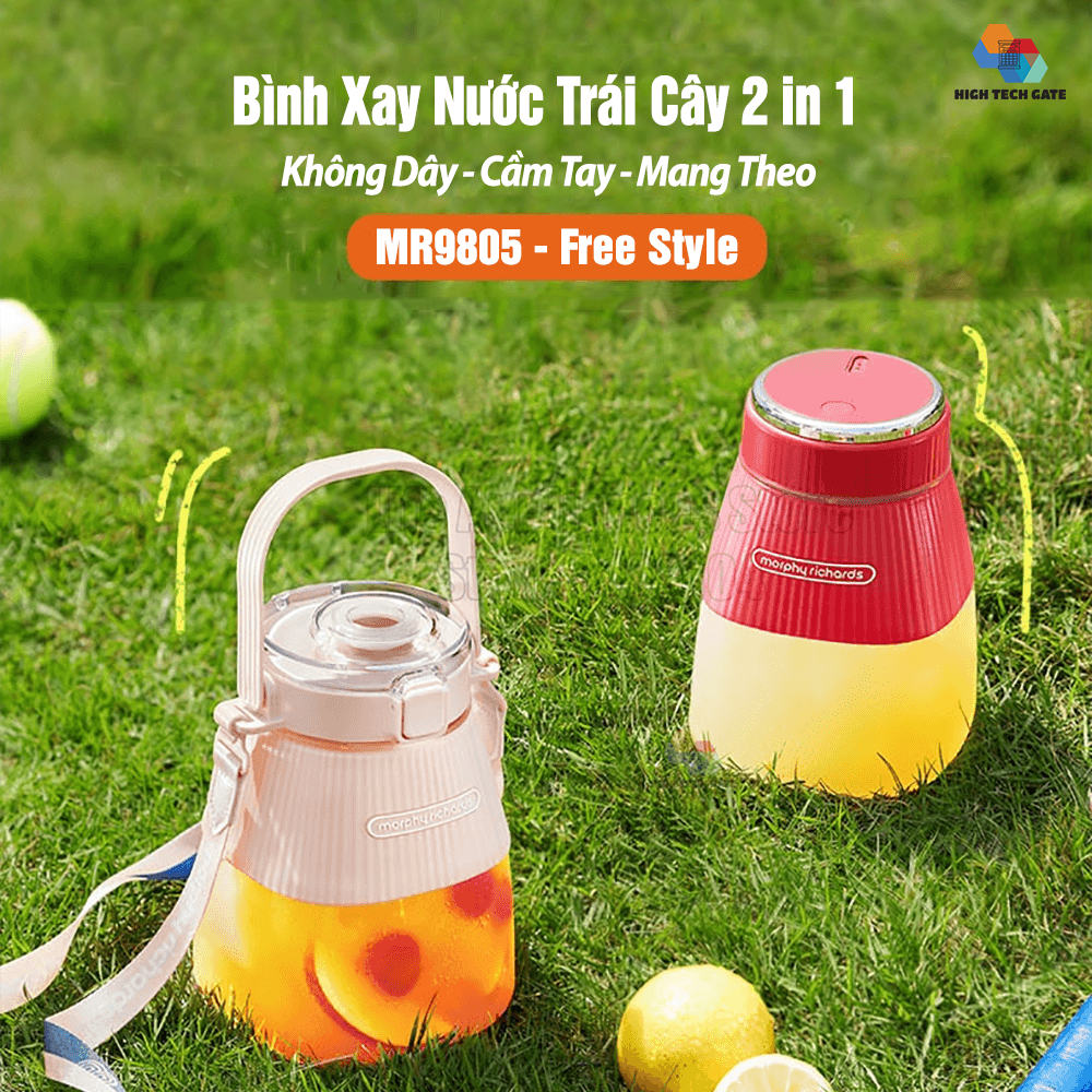 Máy xay sinh tố cầm tay, detox, không dây morphy richards MR9805 có ống hút, mini gọn nhẹ, dung tích lớn 1000ml, hàng chính hãng