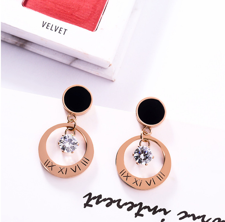 Bông Tai Tròn To Dự Tiệc Titan Ko Đen TT 4337