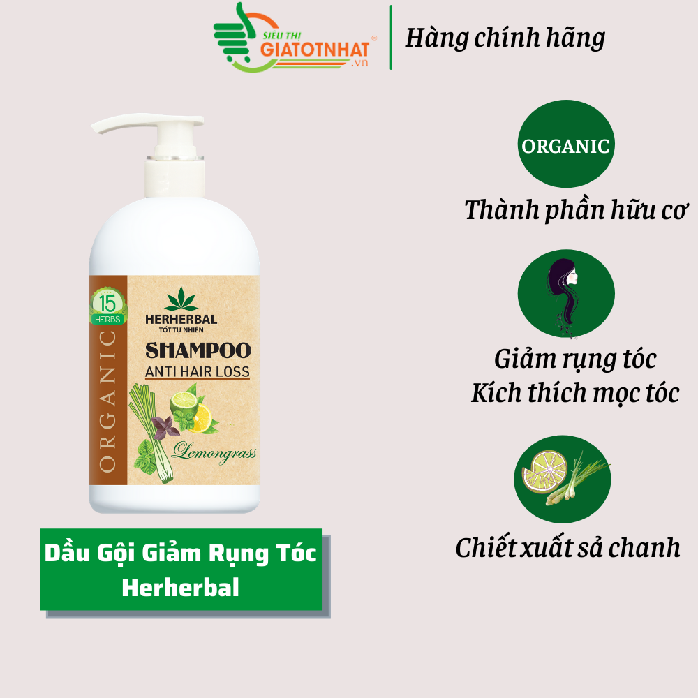 Dầu Gội Dược Liệu Hỗ Trợ Trị Rụng Alpha Herherbal Tinh Dầu Sả Chanh 336g