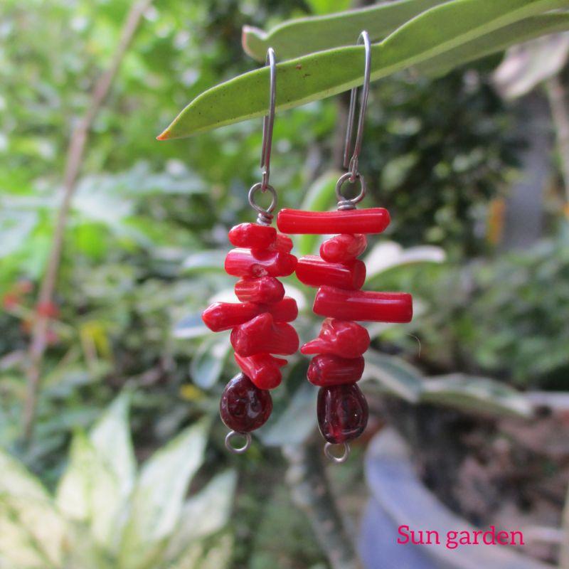 Bông tai san hô đỏ red caral