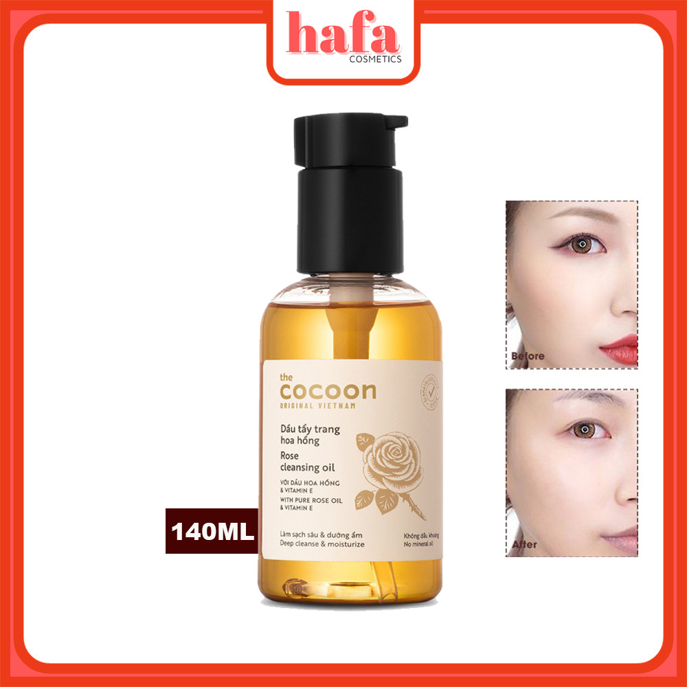 Dầu tẩy trang hoa hồng tẩy sạch makeup chuyên nghiệp và dưỡng ẩm Cocoon  Rose Cleansing Oil 140ml