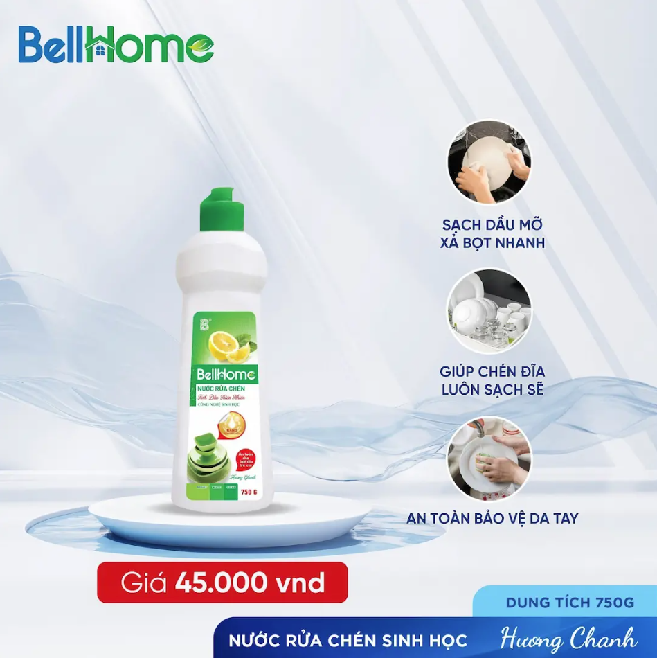 Nước Rửa Chén Công Nghệ Sinh Học Bell Home Hương Chanh 750G