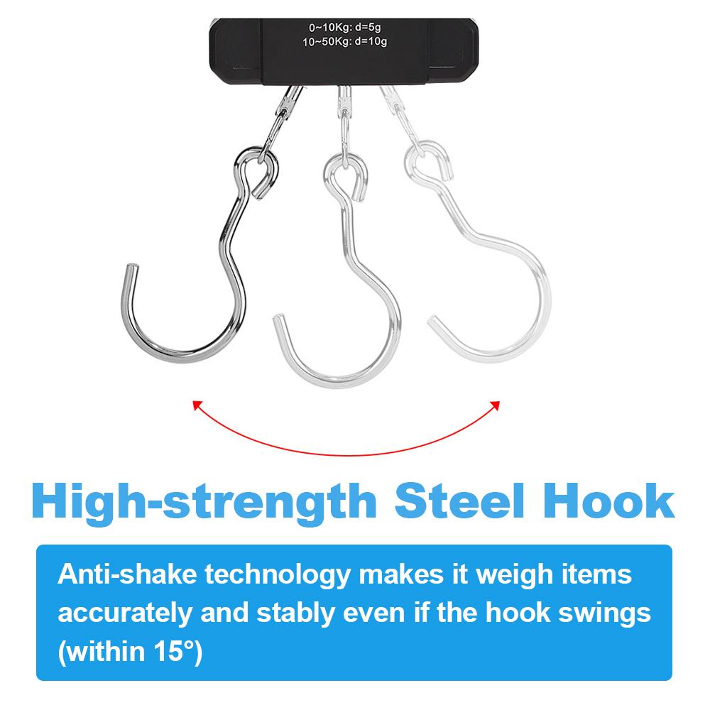 Portable Fish Scale 50kg/110lb Rechargeable Digital Hanging Fishing Luggage Scale with 1.5M Tape Measure