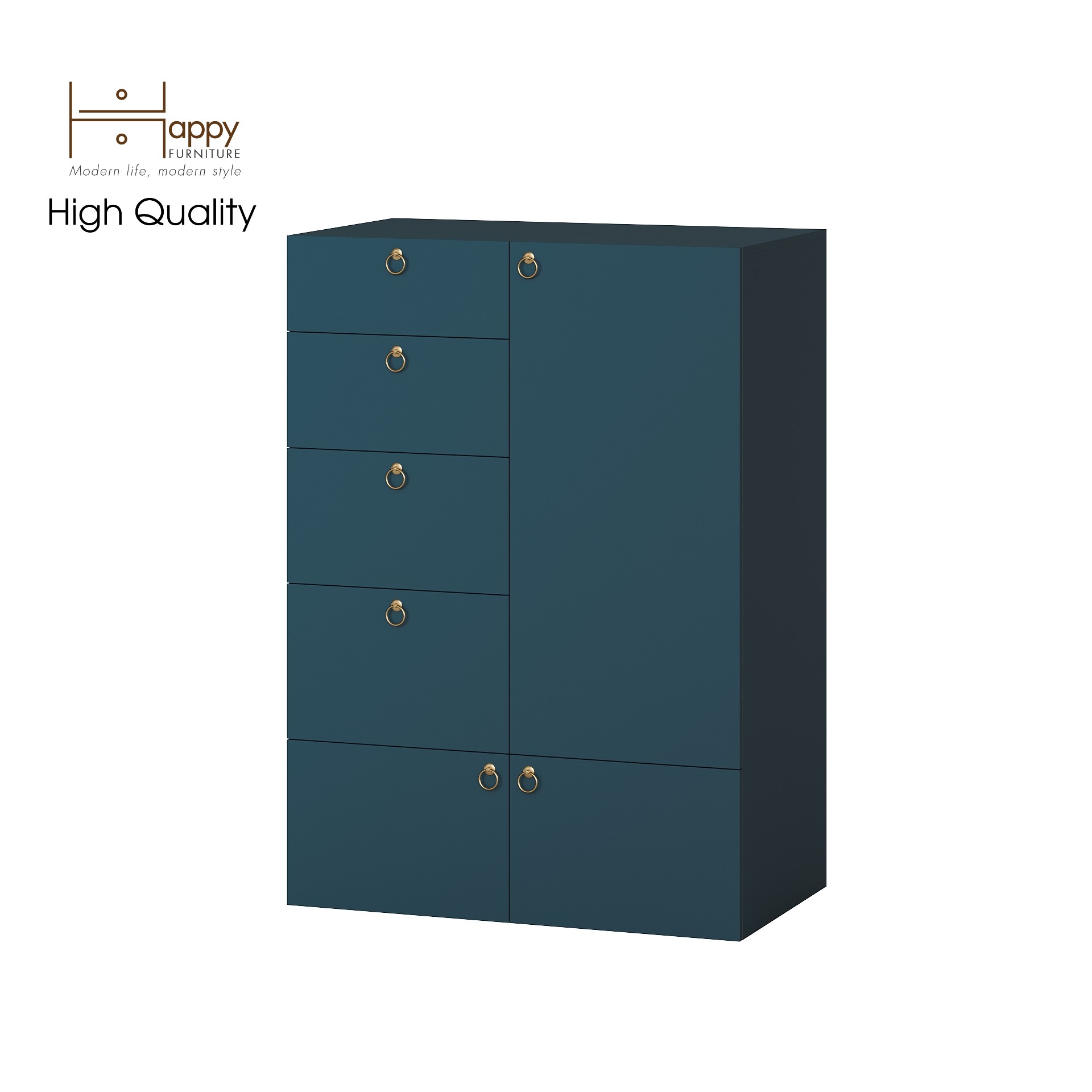 [Happy Home Furniture] WESLEY, Tủ đựng đồ 4 ngăn kéo- 3 ngăn cửa mở,  100cm x 58cm x 140cm ( DxRxC), TCM_018