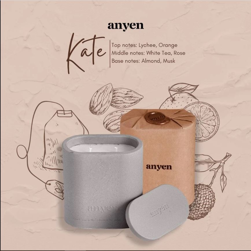 Nến thơm - Kate (scent of White Tea &amp; Lychee) - ANYEN CANDLE