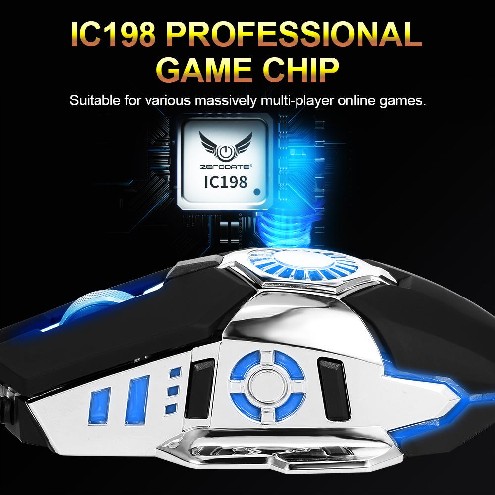 Chuột chơi game có dây USB G22 Quạt làm mát cơ học có thể điều chỉnh Hiệu ứng ánh sáng RGB 6400DPI
