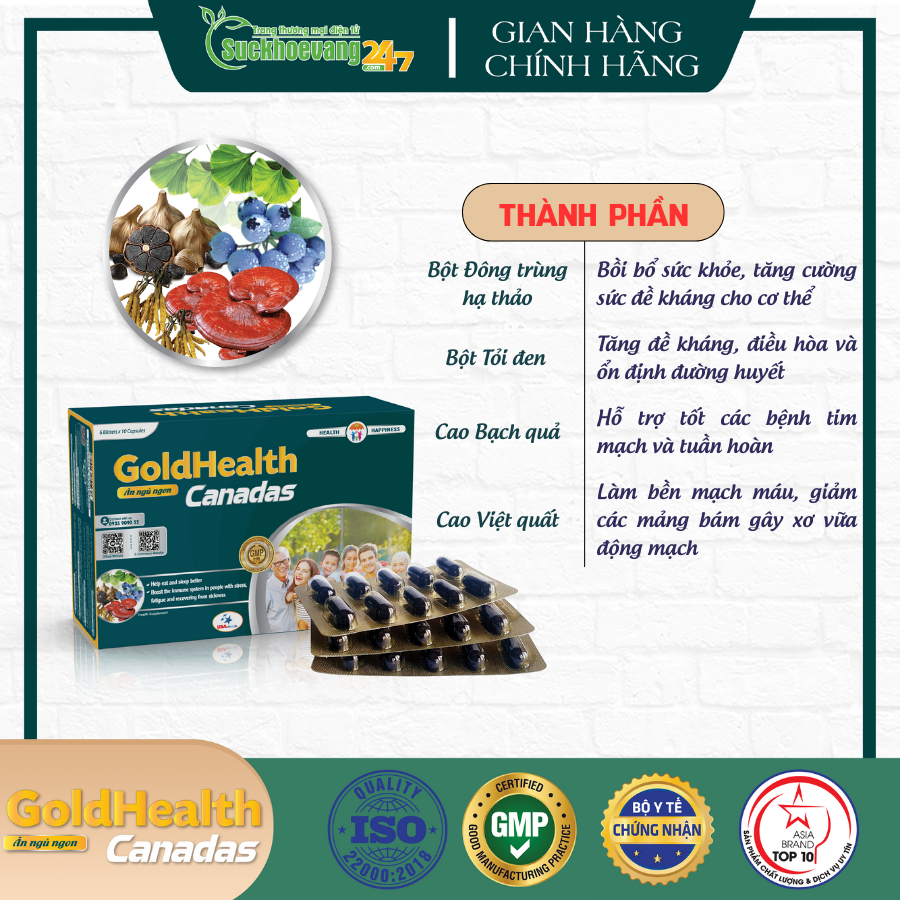Viên ăn ngủ ngon GoldHealth Canadas Giúp ăn ngon ngủ tốt, tăng cường sức đề kháng - Hộp 60 viên