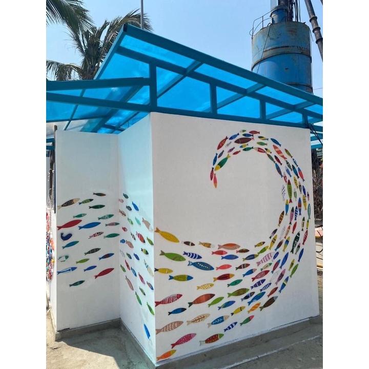 Set 20 con Cá Gỗ Tô Mầu Cho bé 9cm kèm màu tô và cọ