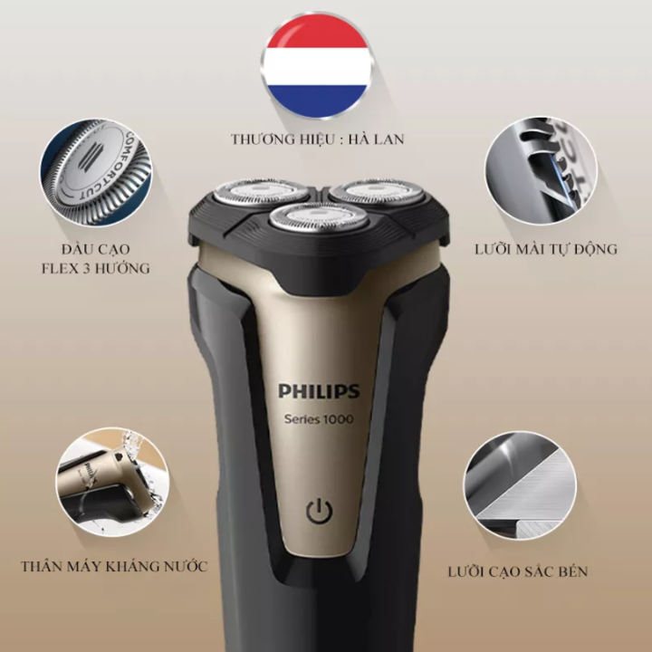 Máy cạo râu khô và ướt cao cấp Philips S1020 - Hàng Chính hãng