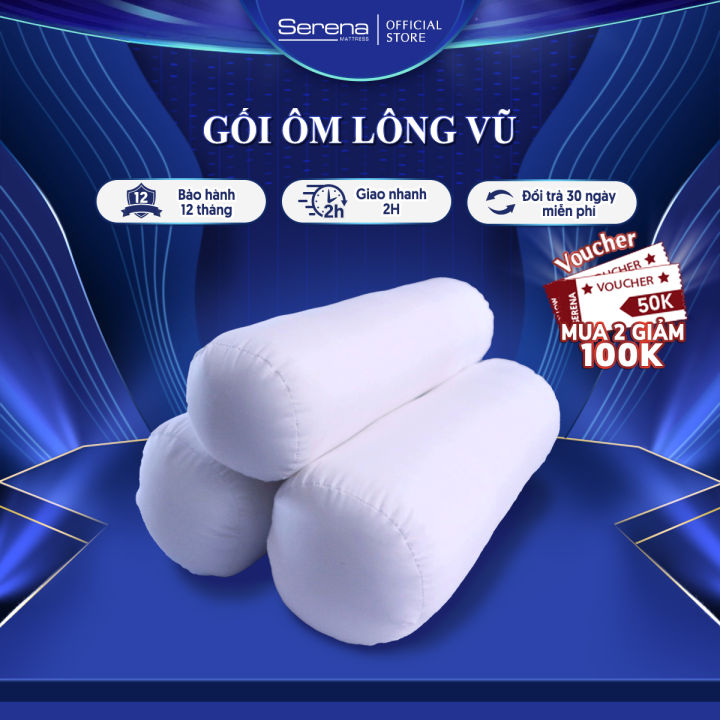 Ruột Gối Ôm Lông Vũ SERENA Cao Cấp - Cái Ruột Gối Đôi Ôm Dài Nằm Ngủ Lông Vũ 35 x 100 Khách Sạn 5 Sao Cao Cấp