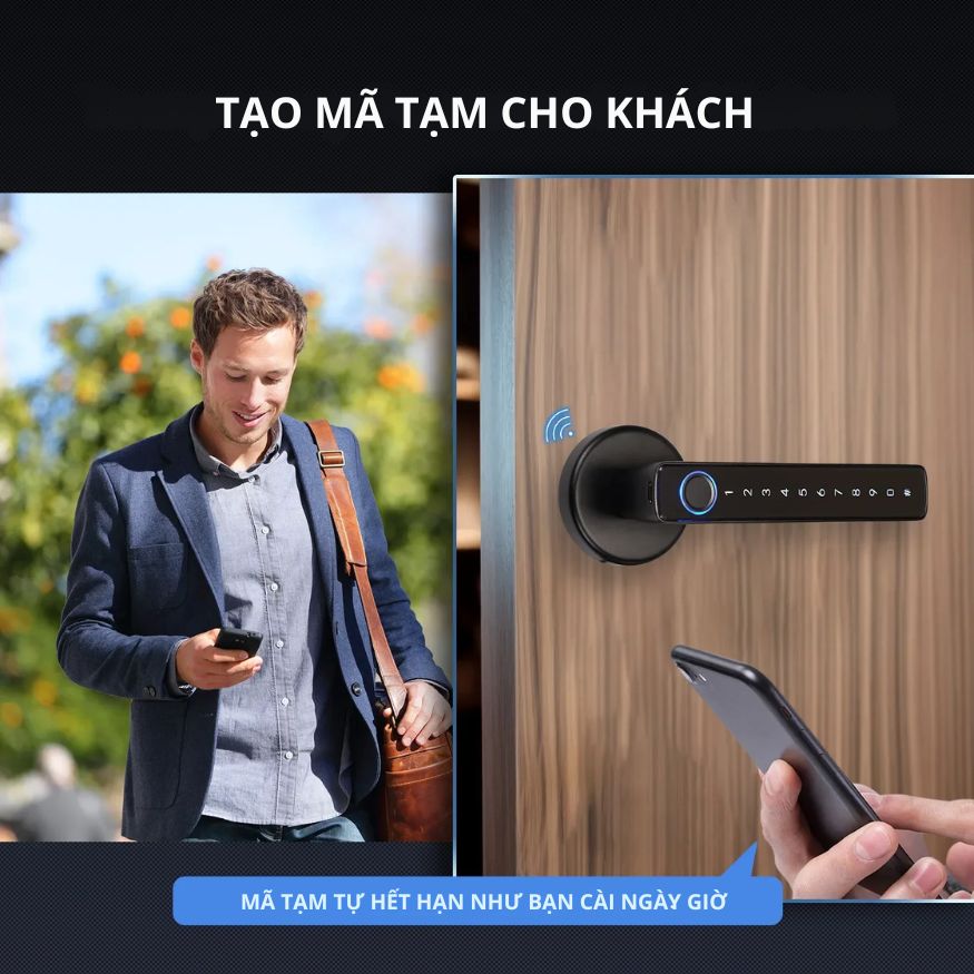 Khóa Cửa Thông Minh Kachi – Mở Khóa App Tuya + Vân tay + Chìa khóa + Thẻ từ + Mã số