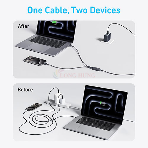 Cáp USB Type-C to Type-C Anker 2 in 1 USB-C 1.2m 140W A8895 - Hàng chính hãng