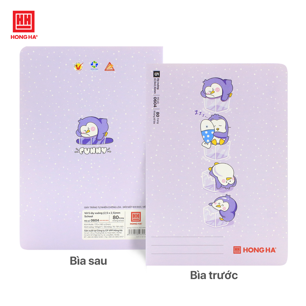 Vở 5 ô ly 80 trang Hồng Hà School Funny định lượng 100gsm - 0604