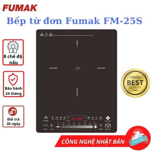 Bếp Từ Đơn Fumak FM-25S Mặt Kính Cảm Ứng 8 Chế Độ Nấu Công Nghệ Nhật Bản - Hàng chính hãng Fumak