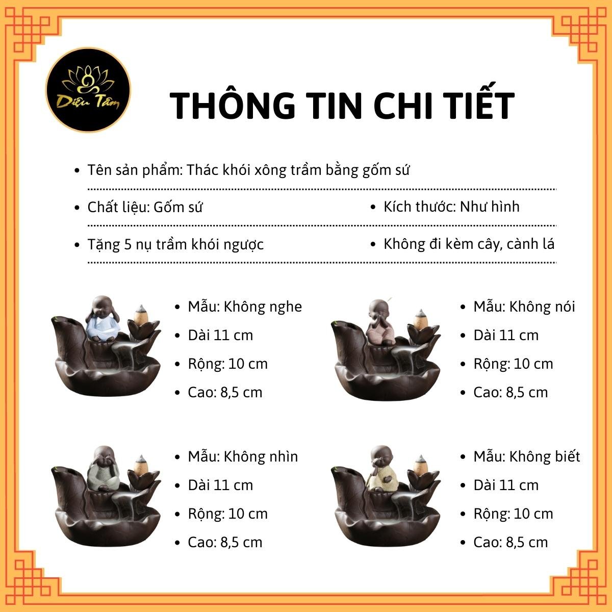 Thác khói trầm hương chú tiểu 4 không, thác khói non bộ tiểu cảnh trang trí tặng 5 nụ trầm thảo mộc