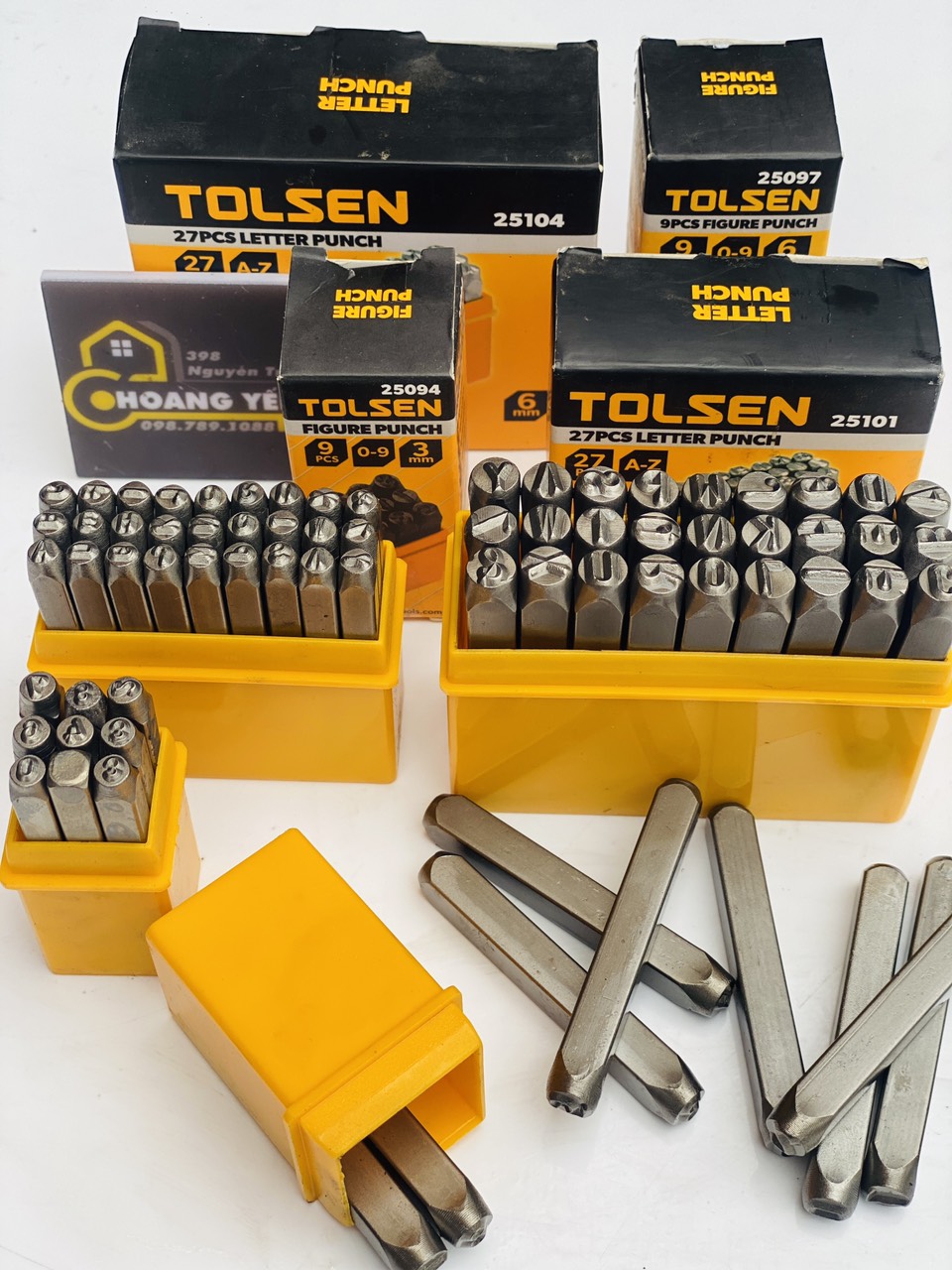 Bộ đóng số 9 cây từ 0-9 TOLSEN 25097, Bộ đóng số bình hơi, khung xe, khung thép 6mm