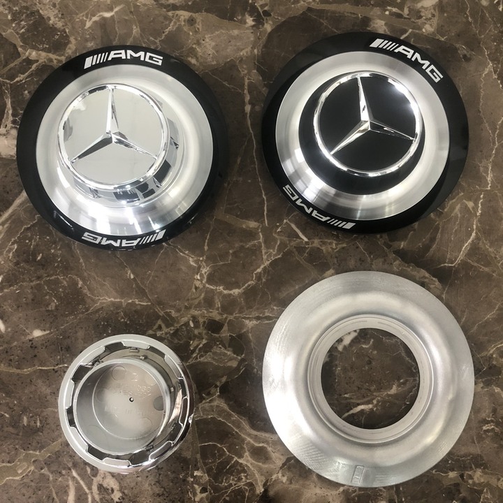 Logo chụp mâm, ốp lazang bánh xe ô tô Maybach AMG, chất liệu nhựa ABS và hợp kim nhôm cao cấp
